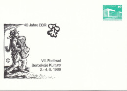 DDR PP 18, Ungebraucht, 40 Jahre DDR, VII. Festiwal Serbskeje Kultury 1989 - Postales Privados - Nuevos