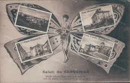 Cs4 Cartolina Saluti Da Capranica Donna Farfalla Super! Provincia Di Viterbo - Viterbo