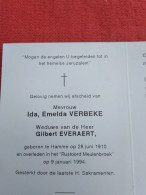 Doodsprentje Ida Emelda Verbeke / Hamme 28/6/1910 - 9/1/1994 ( Gilbert Everaert ) - Religión & Esoterismo