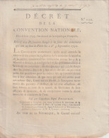 DECRET DE LA CONVENTION NATIONALE : Relatif Aux Prisonniers - Decretos & Leyes