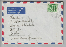 CH Technik+Landschaft 1958-02-17 Oberhofen Luftpostbrief Nach Kribi Kamerun - Storia Postale