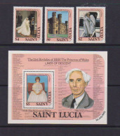 SAINT LUCIA    1982   21st  Birthday  Of  Princess  Of  Wales    Set  Of  3  +  Sheetlet     MNH - St.Lucie (1979-...)