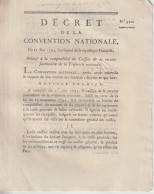 DECRET DE LA CONVENTION NATIONALE : Comptabilité Du Caissier De La Recette De La Trésorerie Nationale - Décrets & Lois