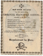 Soetens Emmanuel Aalst  Priester Pastoor Sint-Martens-Lierde Zottegem Herzele 1796-1831 Gravure Anversoise - Esquela