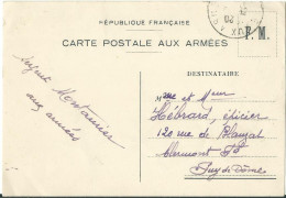 FRANCE CARTE FM POSTE AUX ARMEES POUR CLERMONT FERRAND ( PUY DE DOME )  LETTRE COVER - 2. Weltkrieg 1939-1945