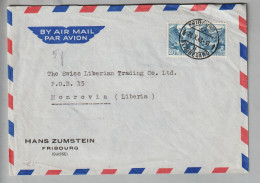 CH Landschaften 1948-10-21 Fribourg Nach Monrovia Liberia Mit 2x 40Rp. - Storia Postale