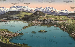 11853416 Zuerichsee Mit Obersee Panoramakarte Zuerichsee - Other & Unclassified