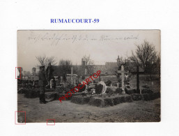 RUMAUCOURT-59-Cimetiere-Tombes-CARTE PHOTO Allemande-GUERRE 14-18-1 WK-MILITARIA- - Cimetières Militaires