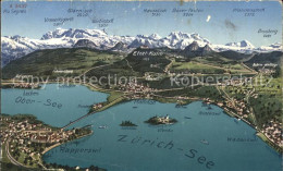 11853376 Zuerichsee Mit Obersee Panoramakarte Zuerichsee - Andere & Zonder Classificatie