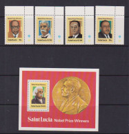 SAINT LUCIA    1980   Nobell  Prize  Winner    Set  Of  4  +  Sheetlet     MNH - St.Lucia (1979-...)