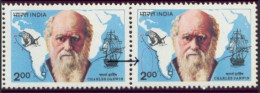India 1983 Charles Darwin (Wavy Line Across Ocean) Voyage,Expedition, Ship,Prehistoric Animal, MNH ERROR (**) VERY RARE - Nuevos