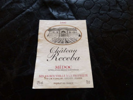 E-50 , Etiquette, Château Receba, Médoc, Gaillan, 1996 - Bordeaux