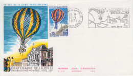 Enveloppe  FDC   Flamme  1er  Jour   FRANCE   Centenaire  Poste  Par  Ballons  Montés    BRY  SUR  MARNE   1971 - 1970-1979