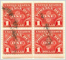 USA 1930/31 Block Of Four $1 Postage Dues Used - Oblitérés