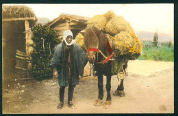 BJ001 JAPAN GIAPPONE MAN WITH HORSE FARM OLD ORIGINAL POSTCARD - Other & Unclassified