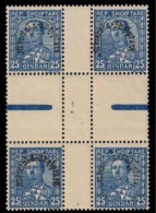 ALBANIA 1928 - King Zog. Overprint Issue. Old Block Of 4 With, 4 Side Gutter Pair MNH (**) - Albanië