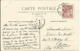 MONACO CARTE 10c AMBULANT NICE A VINTIMILLE POUR RIOM ( PUY DE DOME ) DE 1907 LETTRE COVER - Storia Postale