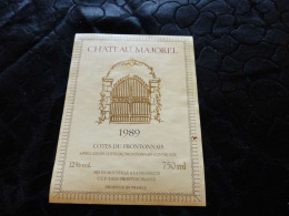 E-62 , Etiquette, Château Majorel, Côtes Du Frontonnais, 1989 - Rode Wijn