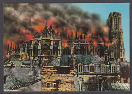 122103/ REIMS, La Cathédrale Pendant L'incendie Du 19/9/1914, D'après Une Photo Authentique - Reims