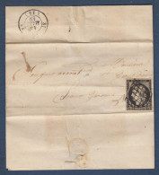 Haute Garonne -  Cérès 20c Noir ( 2e Choix ) Sur Lettre De Fos Pour St Gaudens - 1849-1850 Ceres