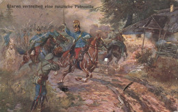 MIL3254  -  DEUTSCHLAND  -  ULANEN VERTREIBEN EINE RUSSISCHE PATROUILLE  -  D. SUD - ARMEE  --  FELDPOST Nr 151  -  1916 - Guerre 1914-18