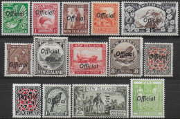 1936-61 New Zealand Official 14v. MNH SG N. O120/O133 - Other & Unclassified