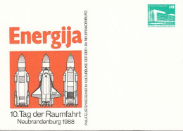 DDR PP 18, Ungebraucht, ENERGIJA  10. Tag Der Raumfahrt, Neubrandenburg 1988 - Private Postcards - Mint