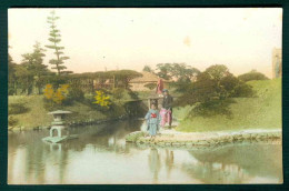 BJ018 JAPAN GIAPPONE WOMAN MAN CHILDREN FAMILY AT RIVER  OLD ORIGINAL POSTCARD - Other & Unclassified