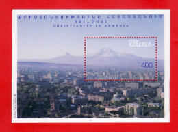 Armenien/Armenie 1995, 1700th Anniversary Of Christianity In Armenia, Panorama Of Yerevan, Ararat, Religion, SS --- MNH - Arménie