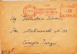 POSTAL HISTORY,1953 ENVELOPE CANCELLATION RED 0,55 LEI TUDOR VLADIMINESCU - Storia Postale