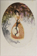 C. P. A. :  Dessin Signé De J. HARDY : Belle Jeune Fille Avec Chapeau , Sous Un Arbre à Fleurs Roses, Timbre En 1969 - Other & Unclassified