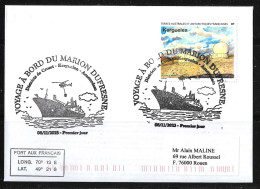 91- Y&T 1058  Sur Pli FDC Du 08/11/2023 Kerguelen " Voyage à Bord Du Marion Dufresne." - Briefe U. Dokumente