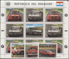 Paraguay 1987, Modern Cars, 3val +Sheetlet - Auto's