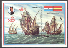 Paraguay 1987, 500th Discovery Of America, Ships, Block - Barcos