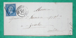 N°22 GC 2180 MALESTROIT MORBIHAN POUR JOSSELIN 1864 LETTRE COVER FRANCE - 1849-1876: Période Classique