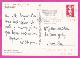 294131 / France - Noirmoutier-en-l'Île Les Marais Salants PC 1992 USED 2.50 Fr. Marianne De Briat Flamme Sailing Station - Lettres & Documents