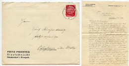 Germany 1937 Cover & Letter; Chemnitz - Fritz Förster, Blaufuchszucht To Schiplage; 12pf. Hindenburg - Brieven En Documenten