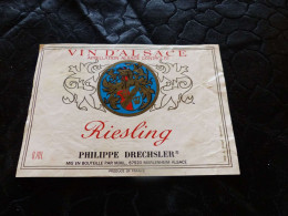 E-83 , Etiquette, Vin D'Alsace, Riesling Philippe Drechsler, Marlenheim - Riesling