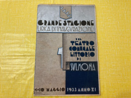 TEATRO COMUNALE LITTORIO DI SULMONA-STAGIONE LIRICA 1933-ILLUSTRATORE G.BIANCHI. - Cinema Y Música