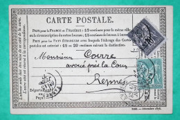 N°75 + 89 SAGE CARTE PRECURSEUR VANNES MORBIHAN POUR RENNES ILLE ET VILAINE 1877 LETTRE COVER FRANCE - 1877-1920: Semi Modern Period