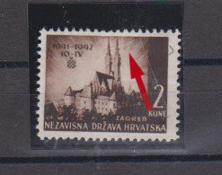 CROATIA WW II, I Aniv 1942 2 Kn Plate Error Hinged - Kroatien