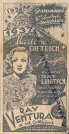 Ancienne Publicité (1937) : Marlène Dietrich, 10° Anniversaire Du Spectacle "Ange", Ernst Lubitsch, Avec Ray Ventura... - Advertising