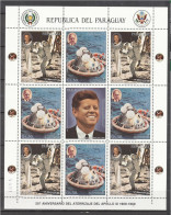 Paraguay 1989, Space, Landing On The Moon, Kennedy, Sheetlet - Paraguay