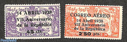 Spain 1938 7 Years Republic 2v, Unused (hinged) - Unused Stamps