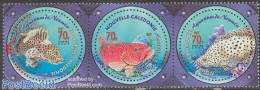 New Caledonia 2003 Noumea Aquarium 3v [::], Mint NH, Nature - Various - Fish - Round-shaped Stamps - Nuovi