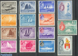 Singapore 1955 Definitives 15v, Unused (hinged), History - Transport - Coat Of Arms - Ships And Boats - Schiffe
