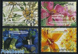 Singapore 2001 Flowers, Switzerland 4v, Mint NH, Nature - Various - Flowers & Plants - Joint Issues - Joint Issues