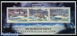 Cocos Islands 1993 Life Saving At Sea S/s, Mint NH, Transport - Aircraft & Aviation - Ships And Boats - Aviones