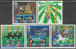 Great Britain 2002 Circus 5v, Mint NH, History - Nature - Performance Art - Sport - Transport - Europa (cept) - Cat Fa.. - Nuevos