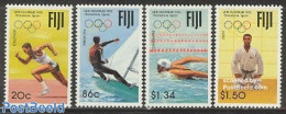 Fiji 1992 Olympic Games Barcelona 4v, Mint NH, Sport - Transport - Athletics - Judo - Olympic Games - Sailing - Swimmi.. - Athletics